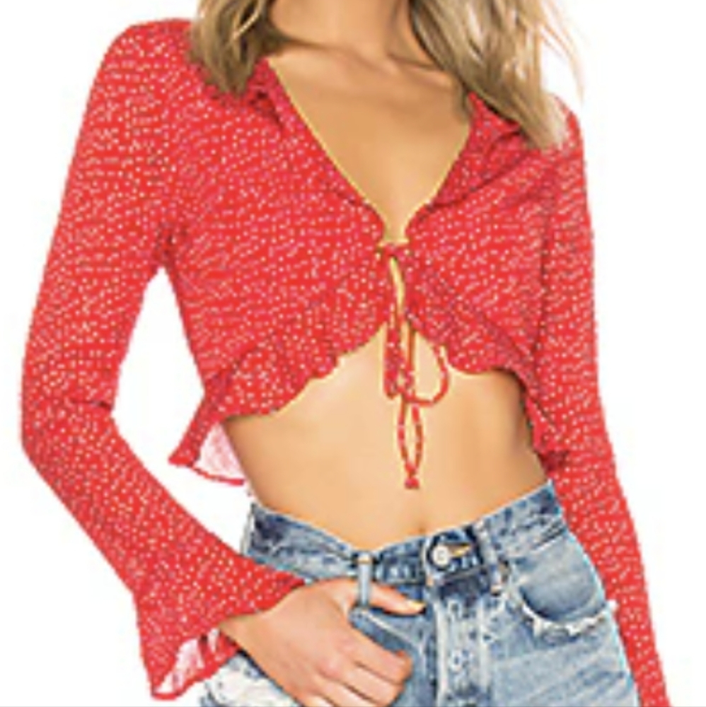 NWT Prisca Polka Dot Tie Top - REVOLVE